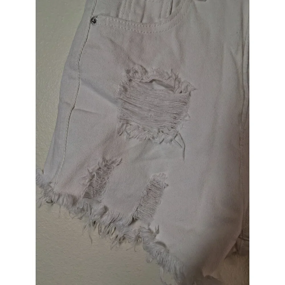 Distressed Denim Jean Shorts Y2K Retro Grunge Casual Summer White Size 29